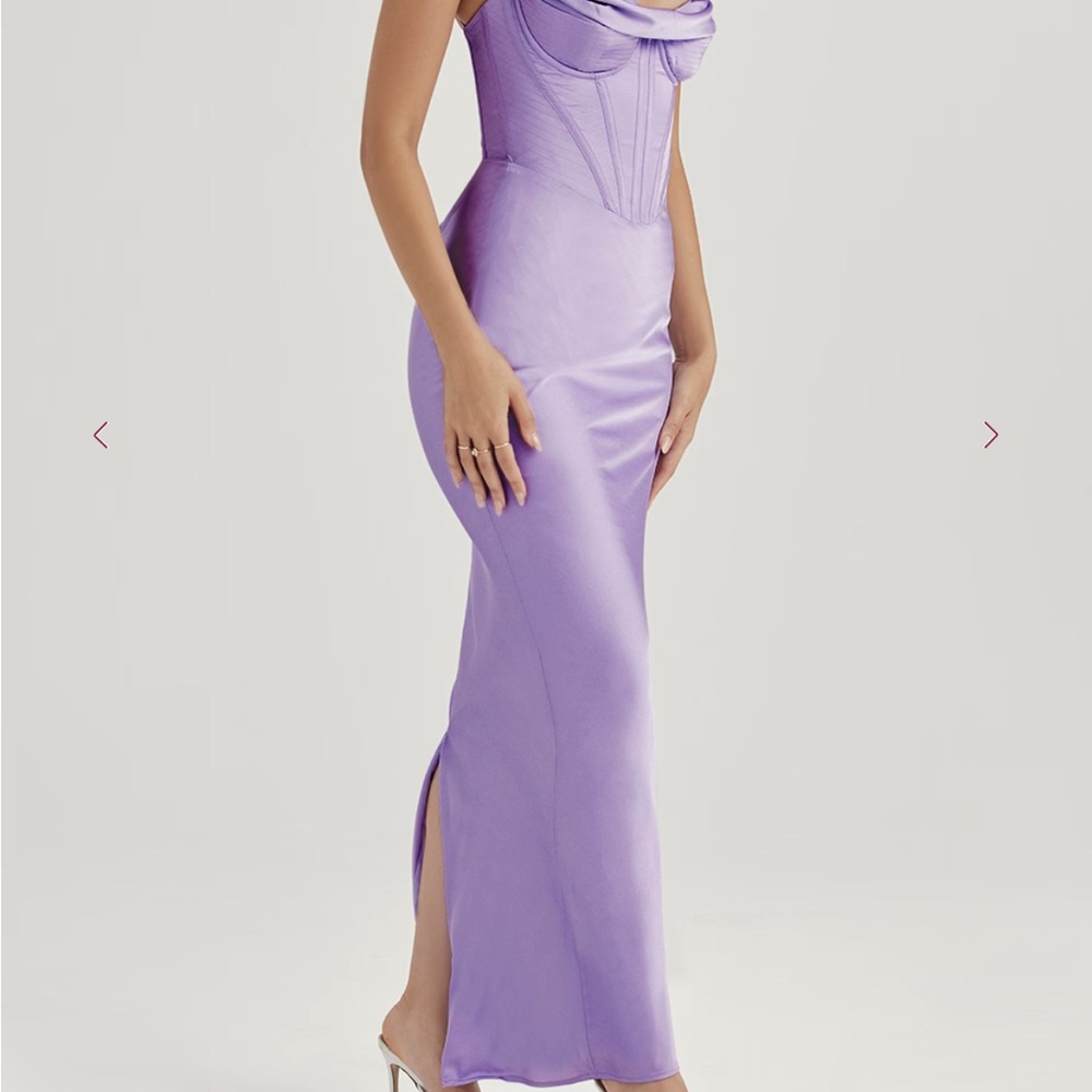 House of CB Charmaine Lavender Satin Corset Maxi Dress - Picture 5 of 8